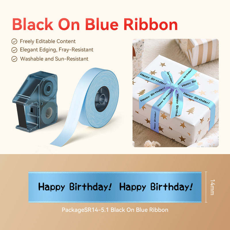 NB723 - NIIMBOT - N1 - SATIN RIBBON SET PACKAGE - 14MMX5.1M - BLACK ON BLUE