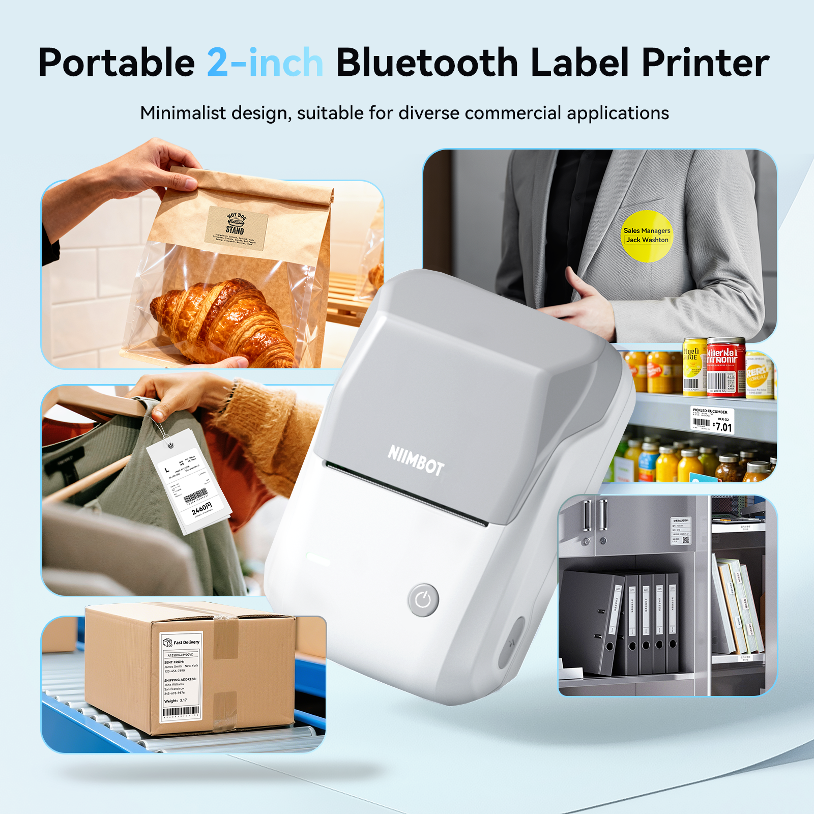 NB493 - NIIMBOT - B1 - PORTABLE THERMAL LABEL BLUETOOTH PRINTER INCL FREE WHITE LABEL (50X30MM)