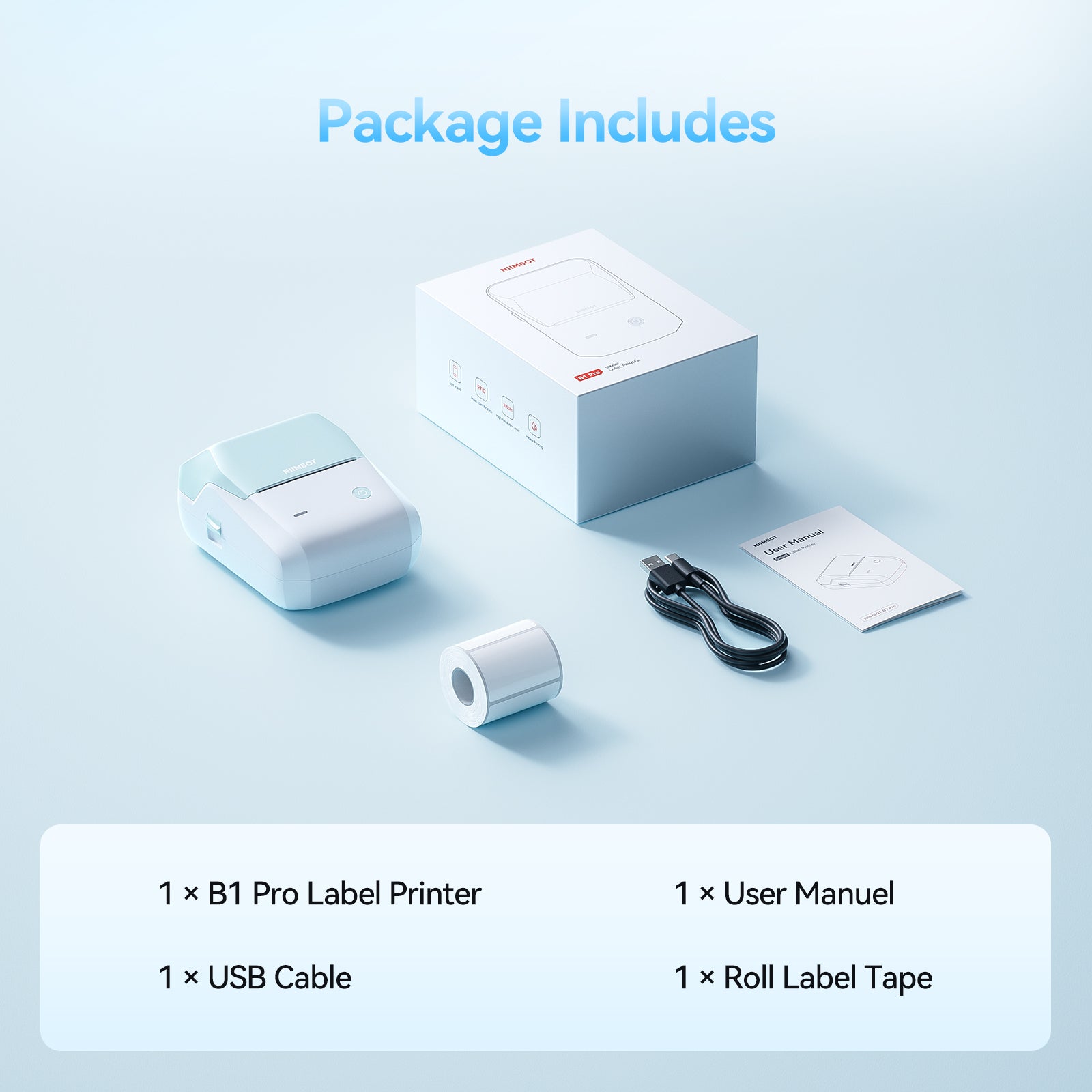 NB806 - NIIMBOT - B1_PRO - 300DPI - PORTABLE THERMAL LABEL PRINTER INCL FREE LABEL