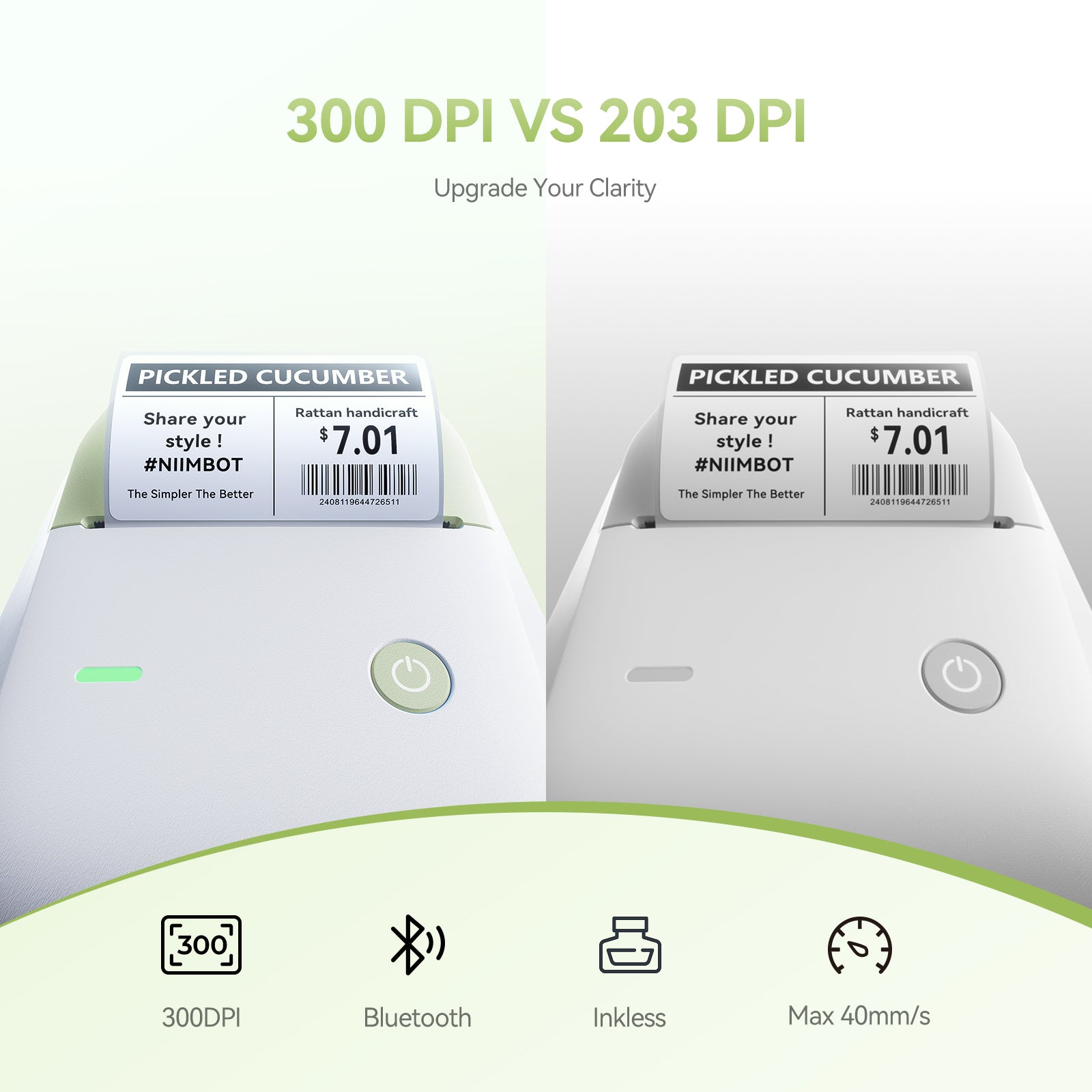 NB806 - NIIMBOT - B1_PRO - 300DPI - PORTABLE THERMAL LABEL PRINTER INCL FREE LABEL