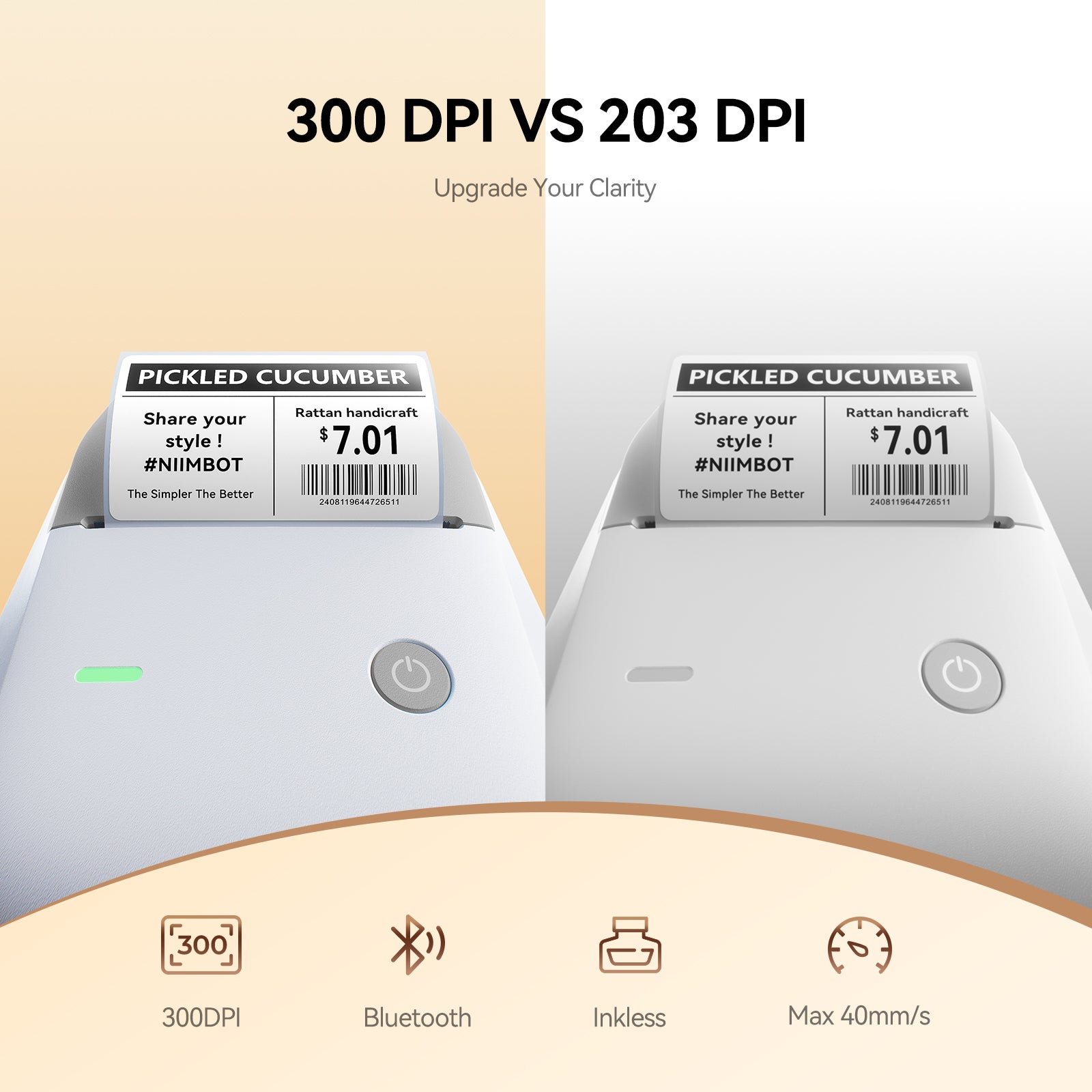 NB806 - NIIMBOT - B1_PRO - 300DPI - PORTABLE THERMAL LABEL PRINTER INCL FREE LABEL
