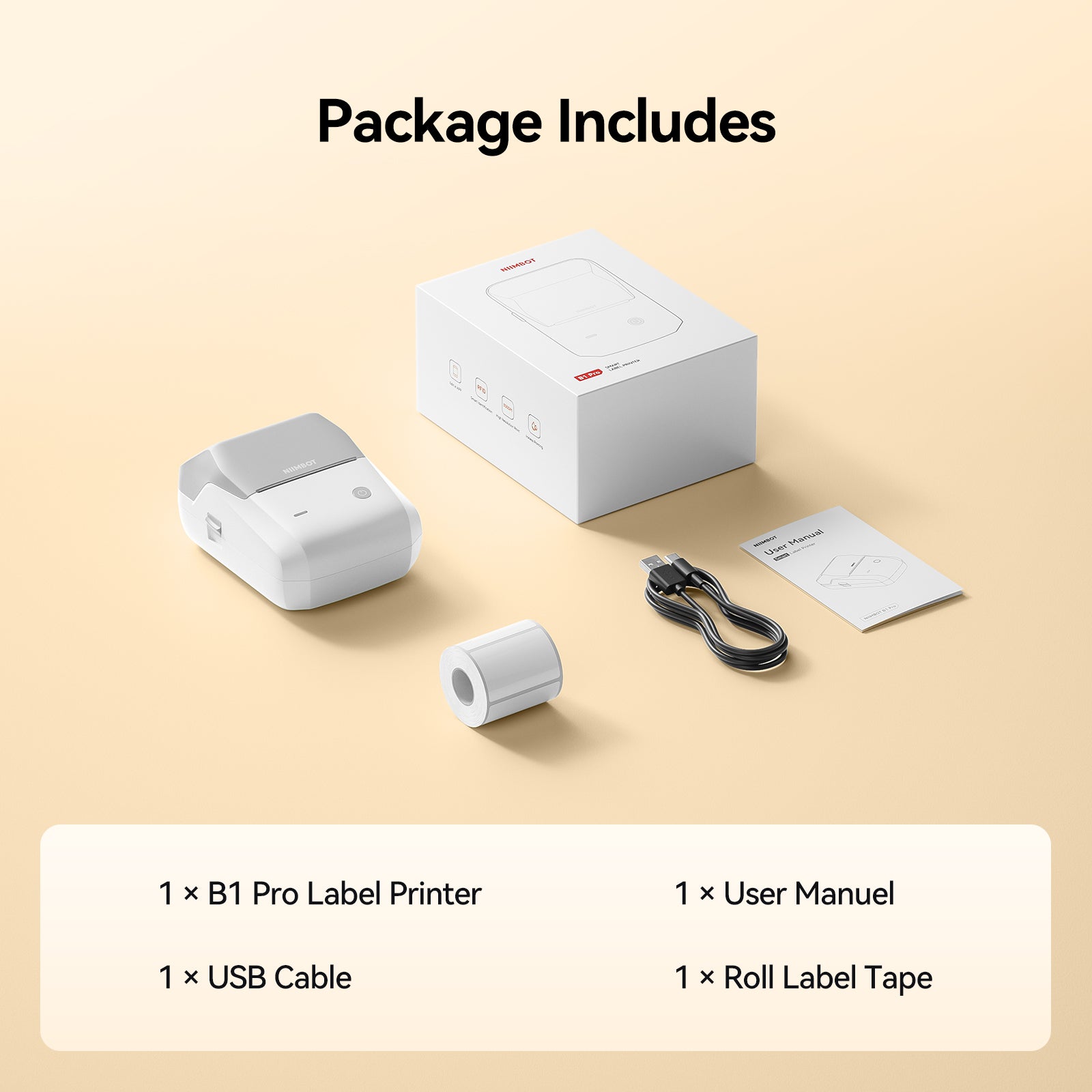 NB806 - NIIMBOT - B1_PRO - 300DPI - PORTABLE THERMAL LABEL PRINTER INCL FREE LABEL