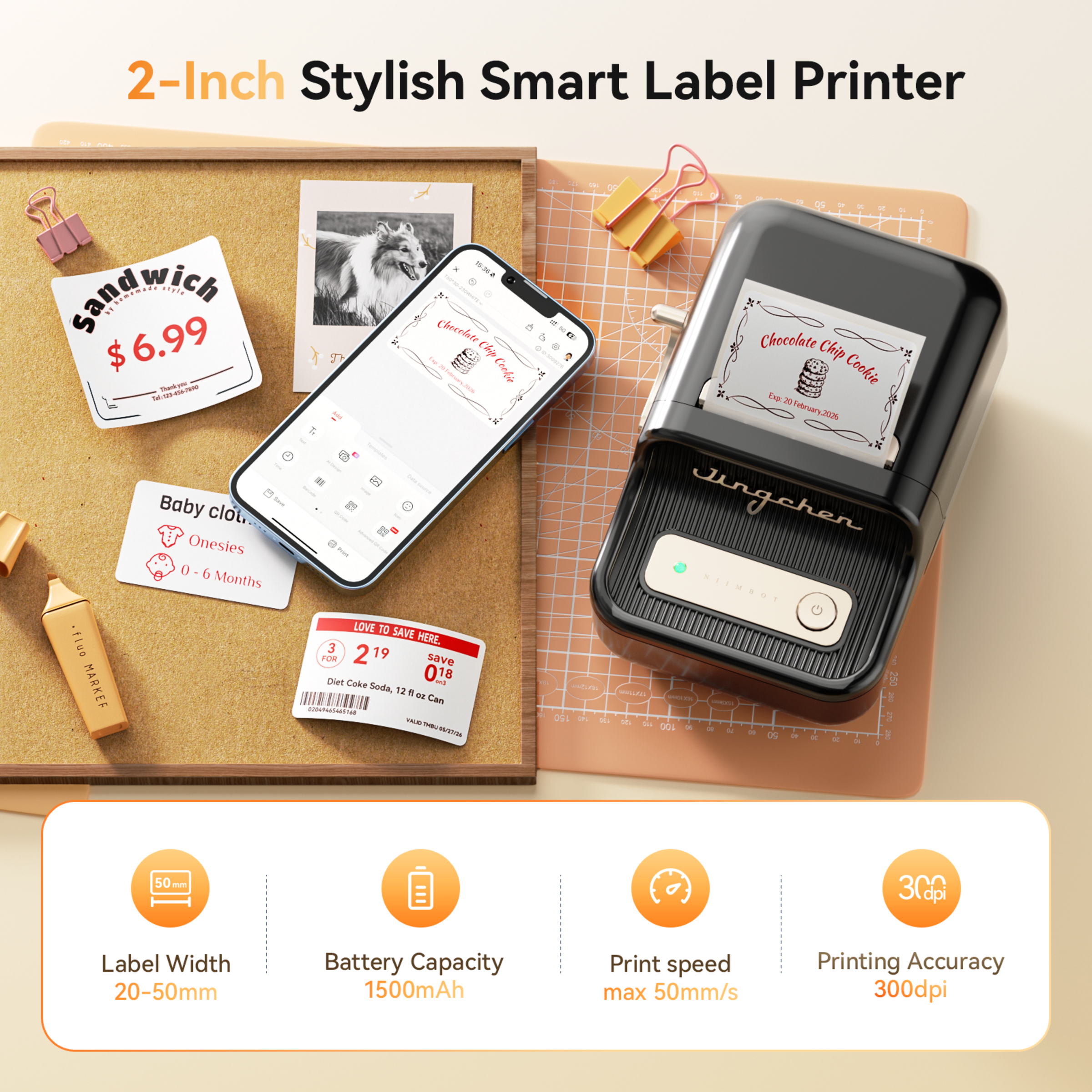 NB607 - NIIMBOT - B21_PRO - 300DPI - PORTABLE THERMAL LABEL BLUETOOTH PRINTER
