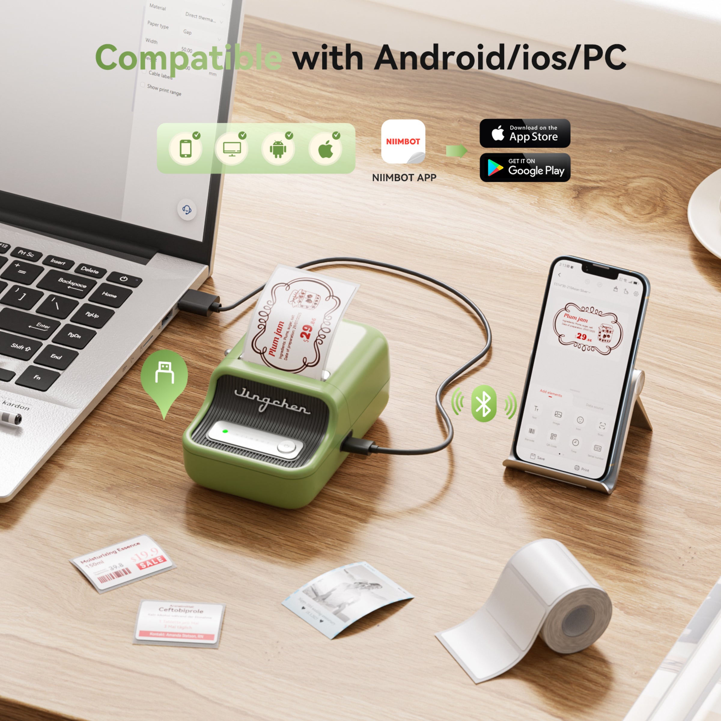 NB607 - NIIMBOT - B21_PRO - 300DPI - PORTABLE THERMAL LABEL BLUETOOTH PRINTER
