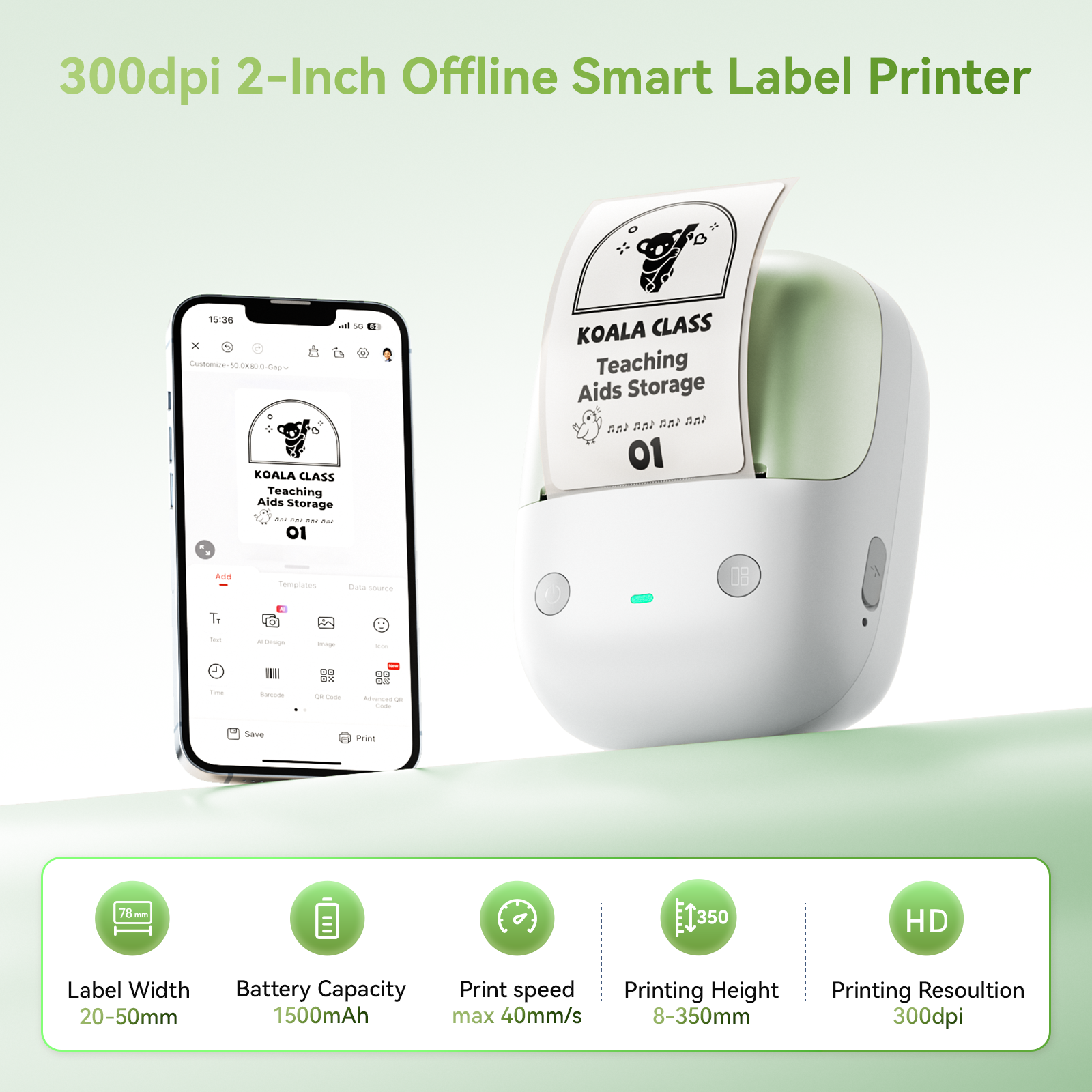 NB808 - NIIMBOT - B2_PRO - 300DPI - PORTABLE THERMAL LABEL PRINTER INCL FREE LABEL