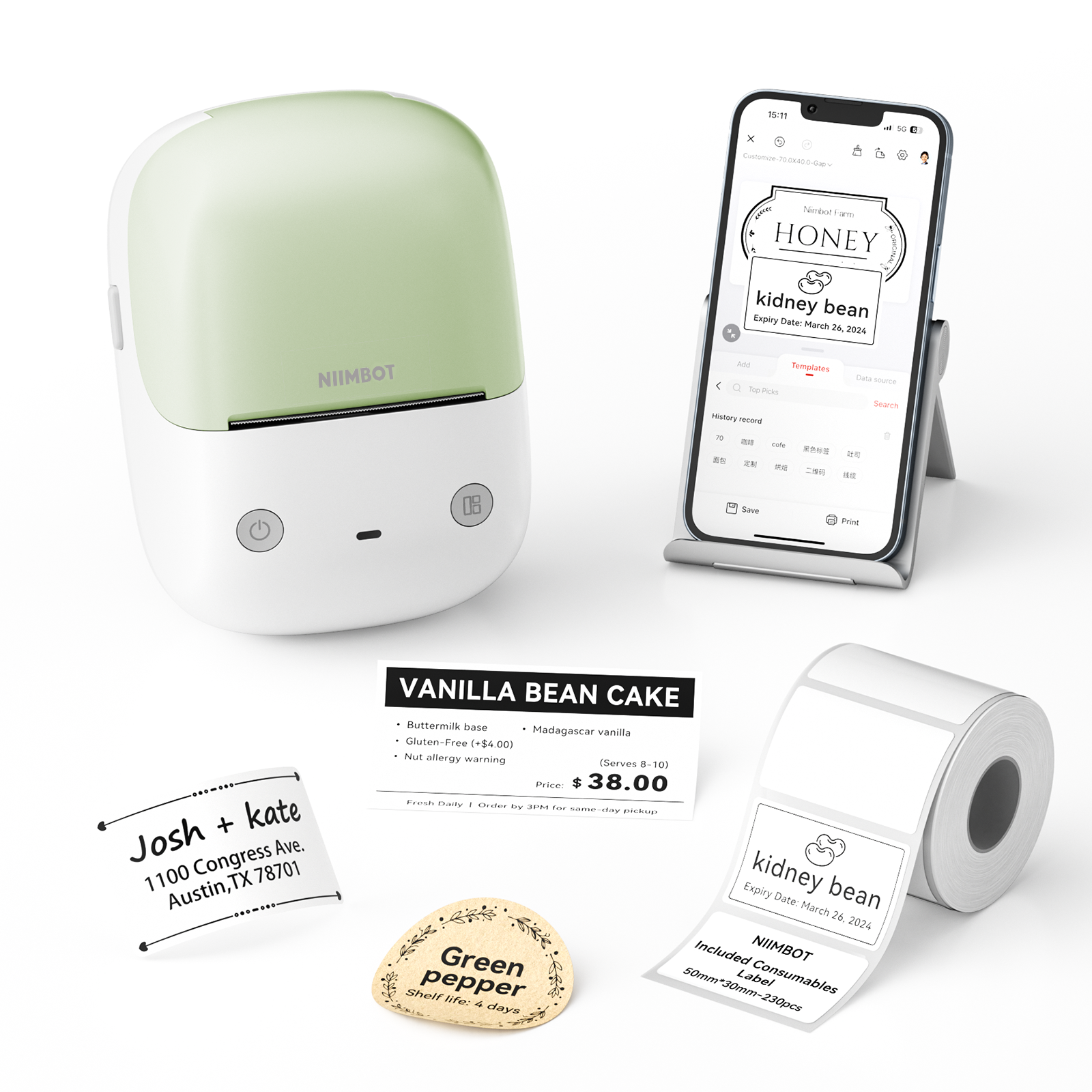 NB807 - NIIMBOT - B2 - 203DPI - PORTABLE THERMAL LABEL PRINTER INCL FREE LABEL