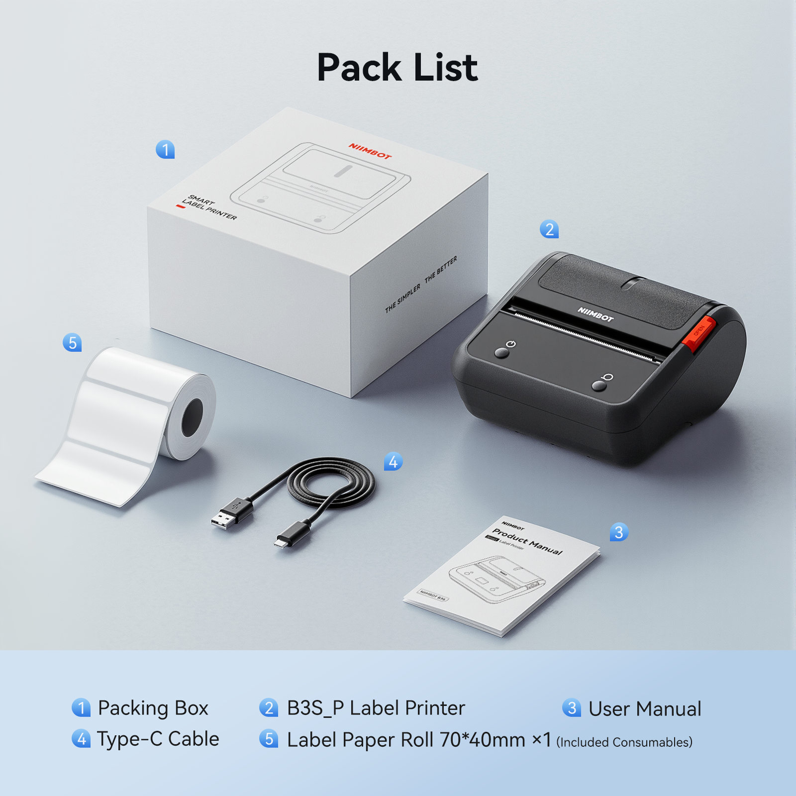 NB119 - NIIMBOT - B3S_PRO - PORTABLE THERMAL LABEL BLUETOOTH PRINTER INCL FREE LABEL (70X40MM)
