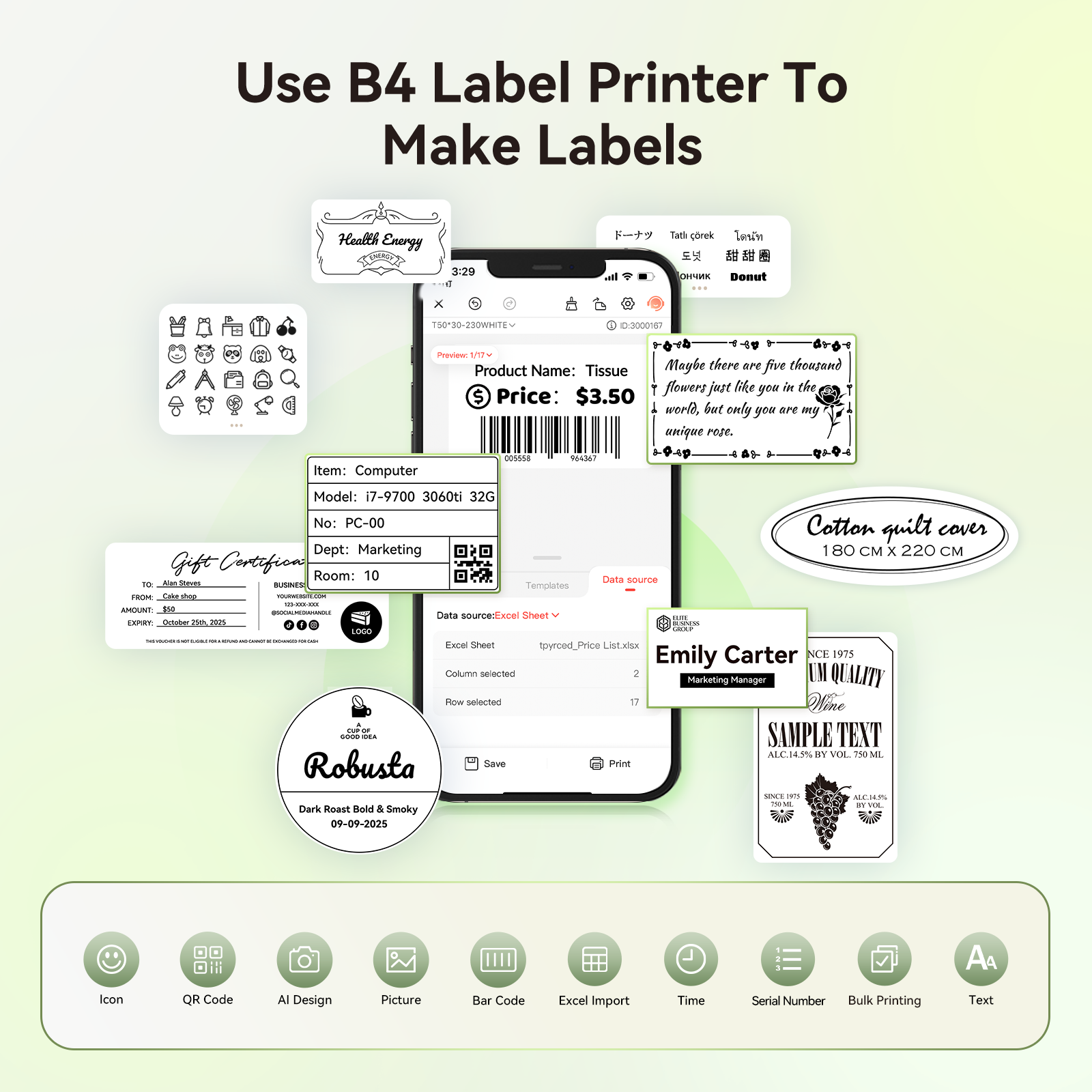 NB609 - NIIMBOT - B4 - BLUETOOTH PORTABLE SHIPPING THERMAL LABEL PRINTER WITH FREE ROLL