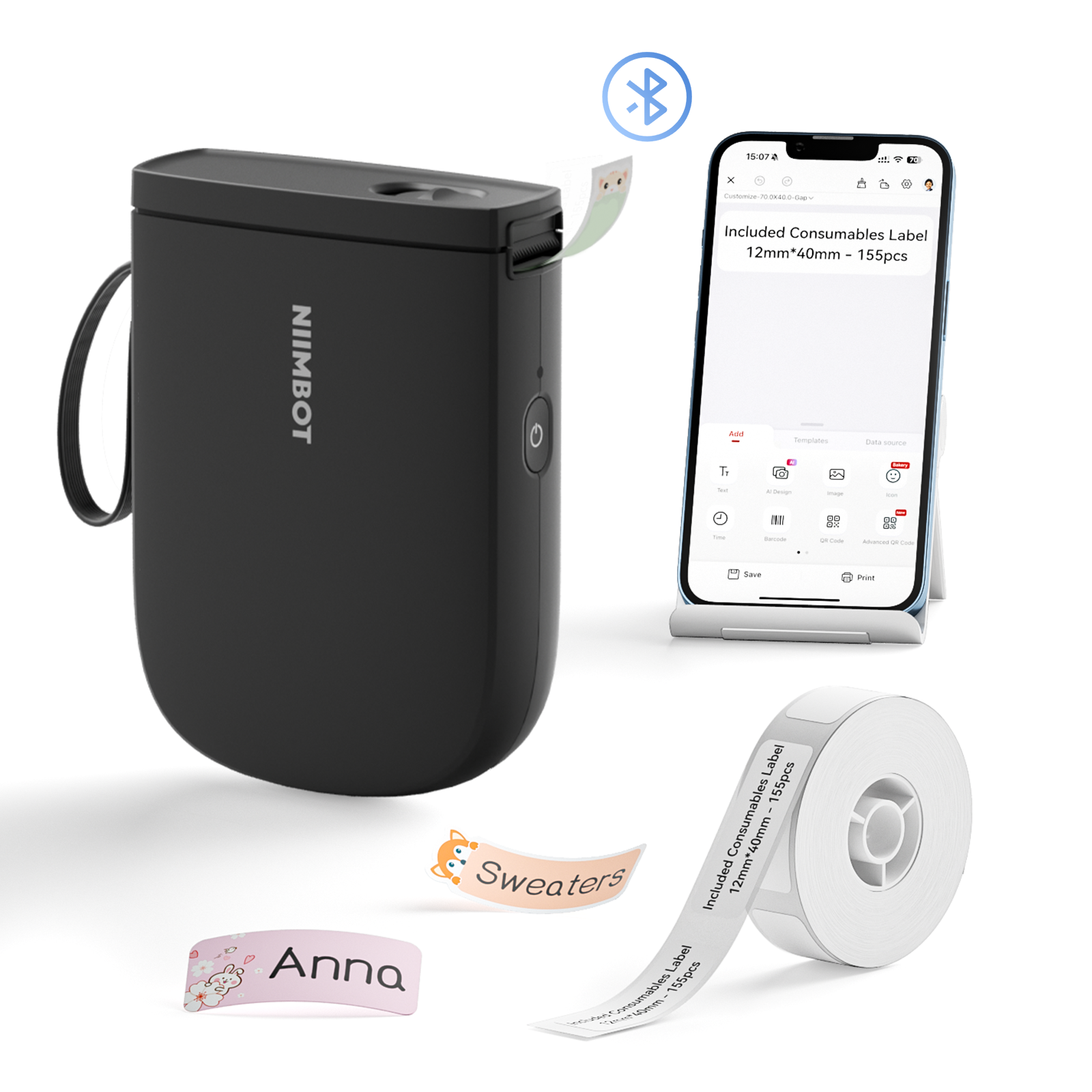 NB525 - NIIMBOT - D11_H - 300DPI - PORTABLE BLUETOOTH LABEL PRINTER INC FREE LABEL ROLL