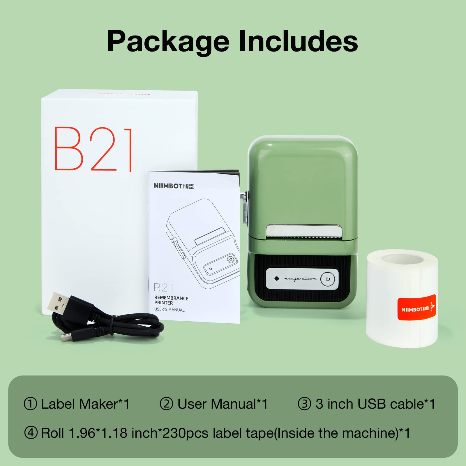 NB109 - NIIMBOT - B21S - PORTABLE THERMAL LABEL BLUETOOTH PRINTER INCL FREE LABEL (50X30MM)