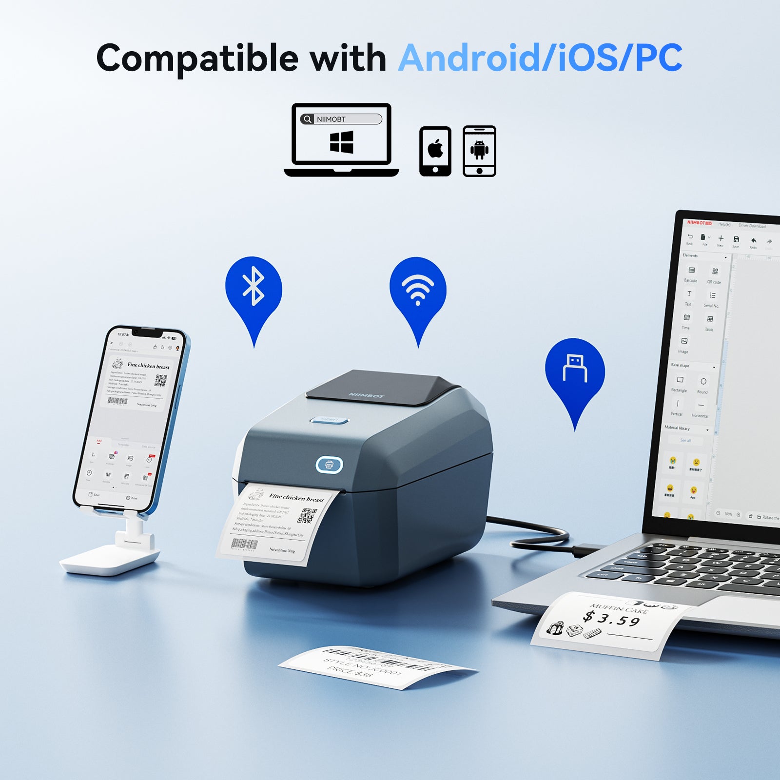 NB606 - NIIMBOT - K3_W - THERMAL BUSINESS BLUETOOTH & WIFI LABEL PRINTER