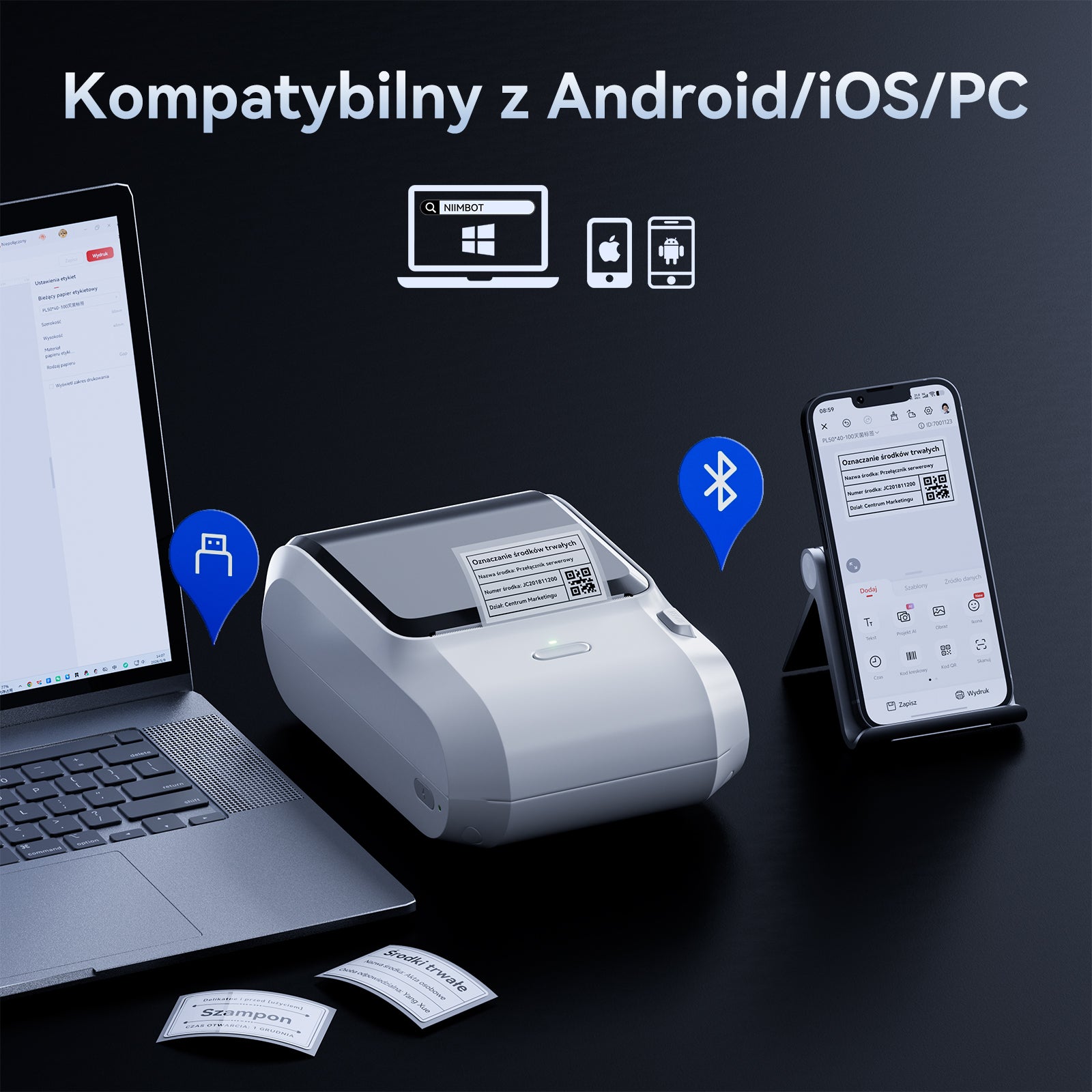 NB610 - NIIMBOT - M3 - PORTABLE BLUETOOTH THERMAL TRANSFER LABEL PRINTER - INCL FREE LABEL ROLL