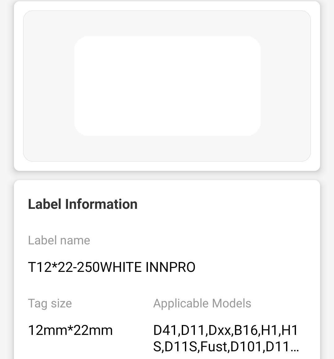 NB101 - NIIMBOT - D11 / D101 / D110 / H1S - 12X22MM - 260 WHITE LABELS