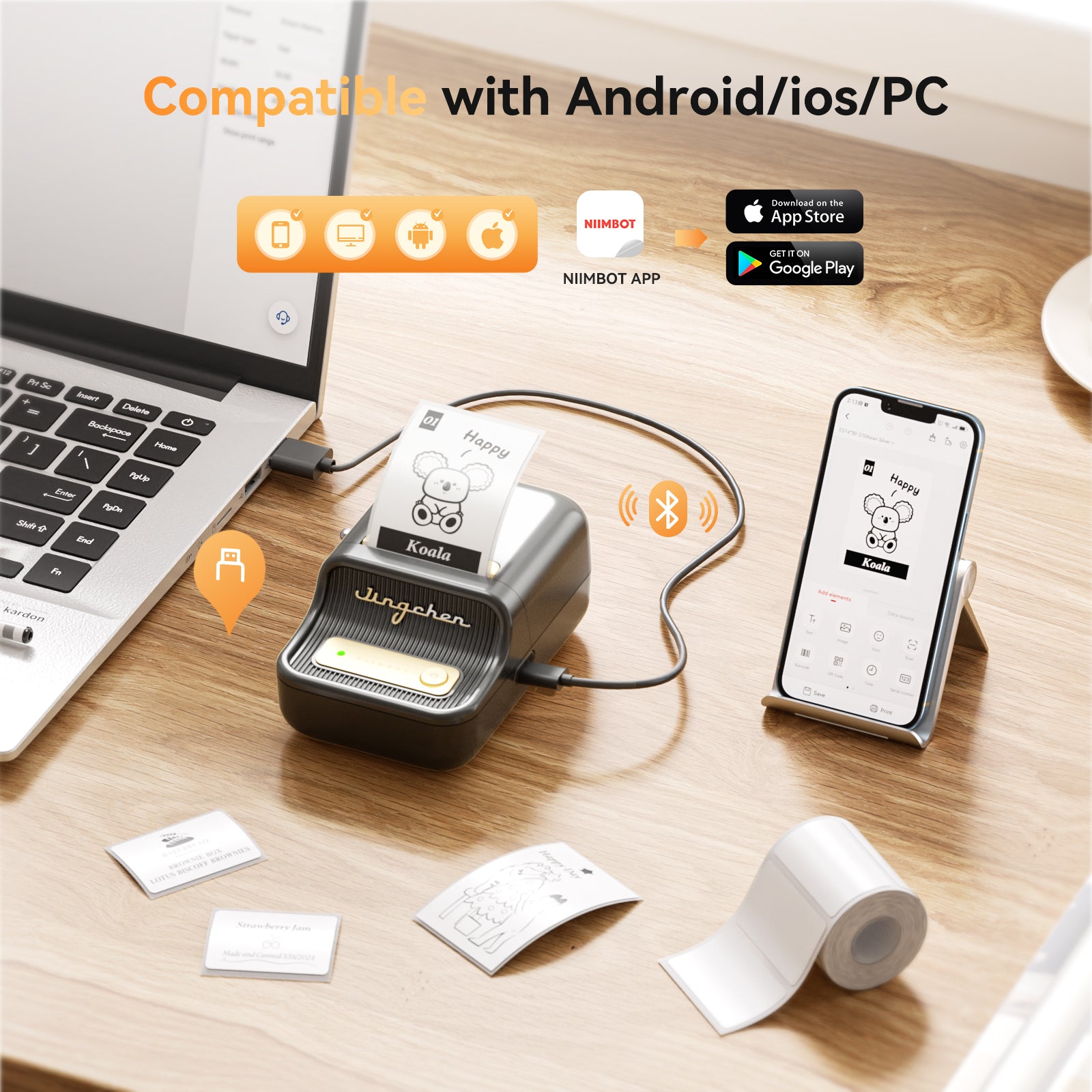 NB109 - NIIMBOT - B21S - PORTABLE THERMAL LABEL BLUETOOTH PRINTER INCL FREE LABEL (50X30MM)