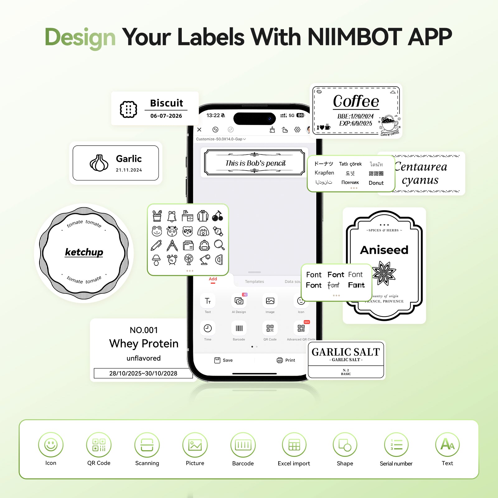 NB109 - NIIMBOT - B21S - PORTABLE THERMAL LABEL BLUETOOTH PRINTER INCL FREE LABEL (50X30MM)