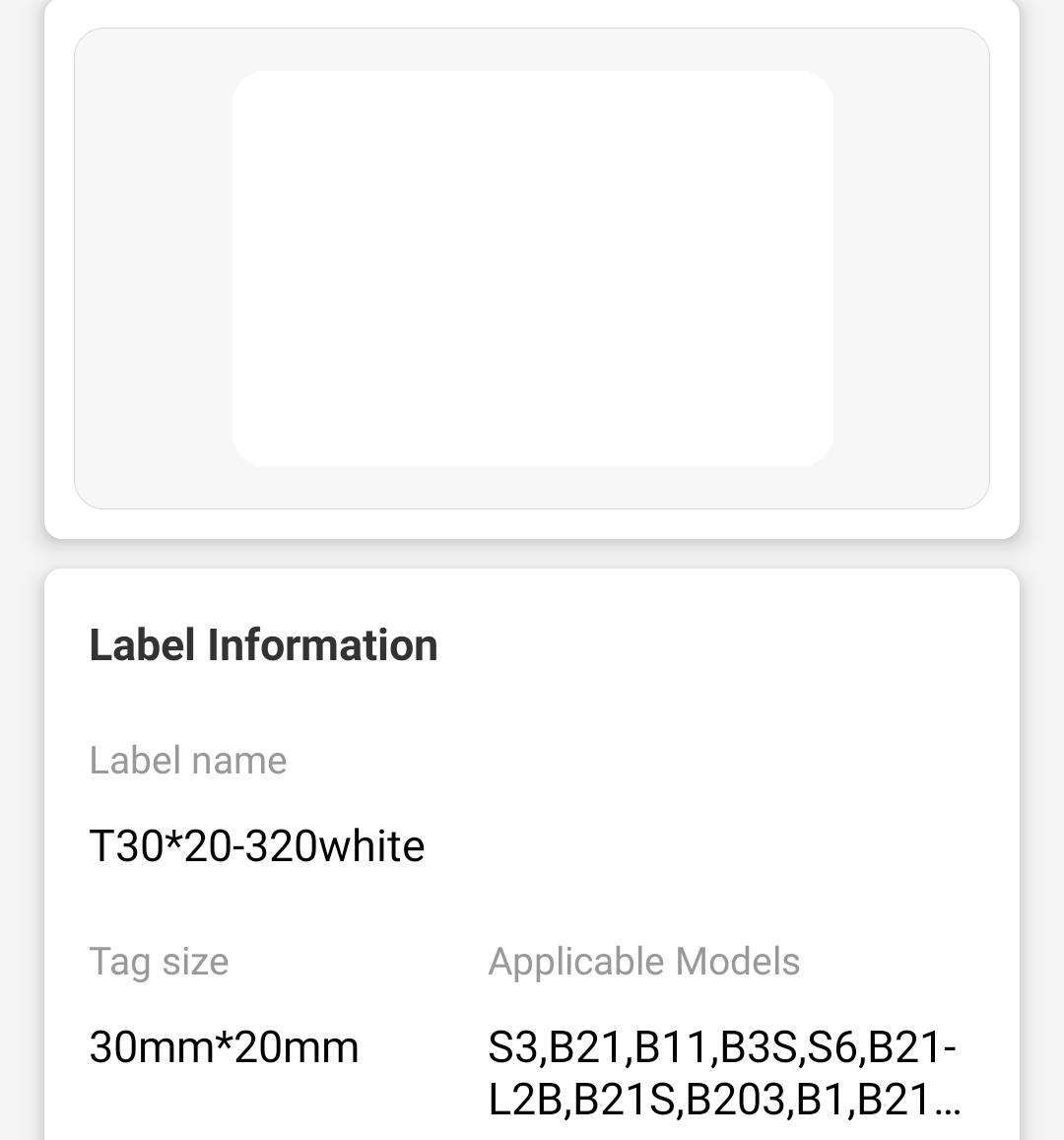NB110 - NIIMBOT - B1 / B21 / B3S / B4 - 30X20MM - 320 WHITE LABELS