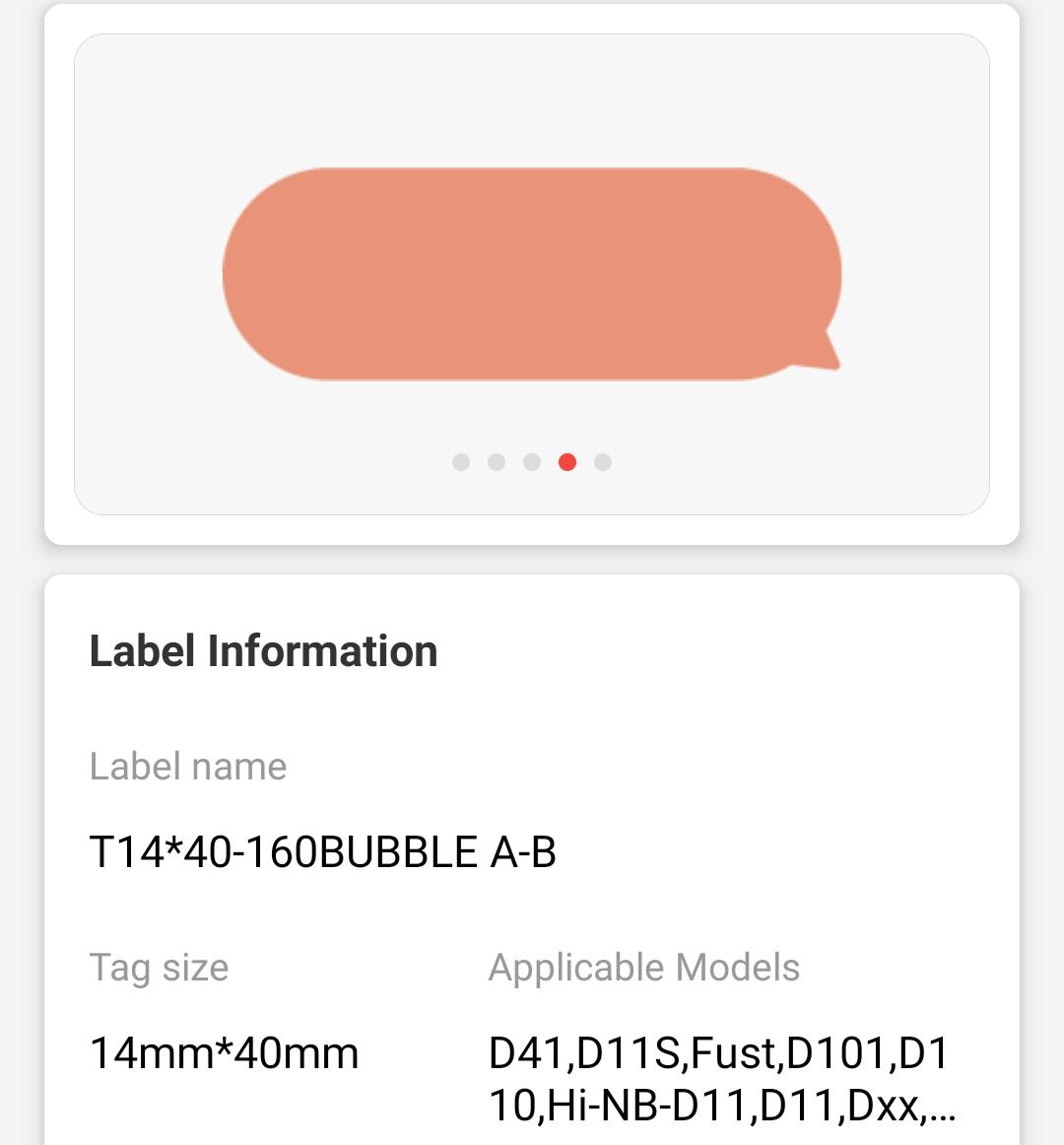 NB134 - NIIMBOT - D11 / D101 / D110 / H1S - 14X40MM - 160 BUBBLE A LABELS