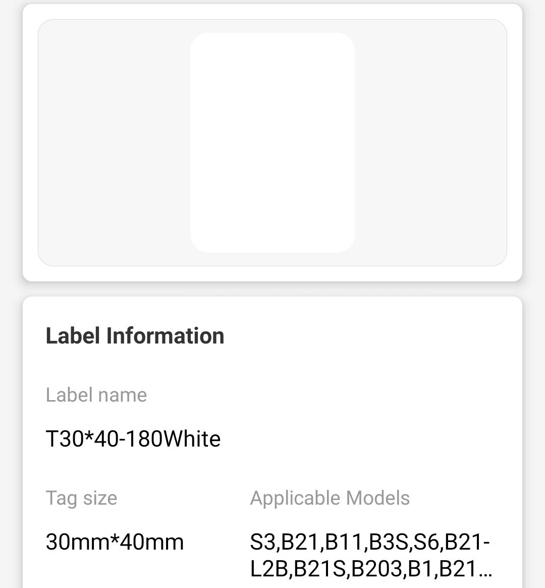 NB185 - NIIMBOT - B1 / B21 / B3S / B4 - 30X40MM - 180 WHITE LABELS