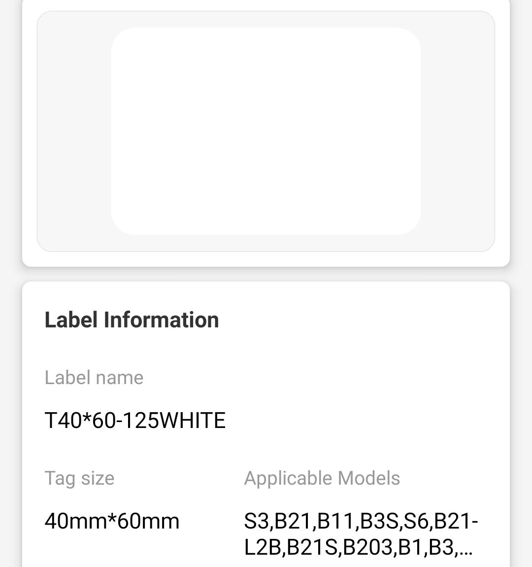NB192 - NIIMBOT - B1 / B21 / B3S / B4 - 40X60MM - 125 WHITE LABELS