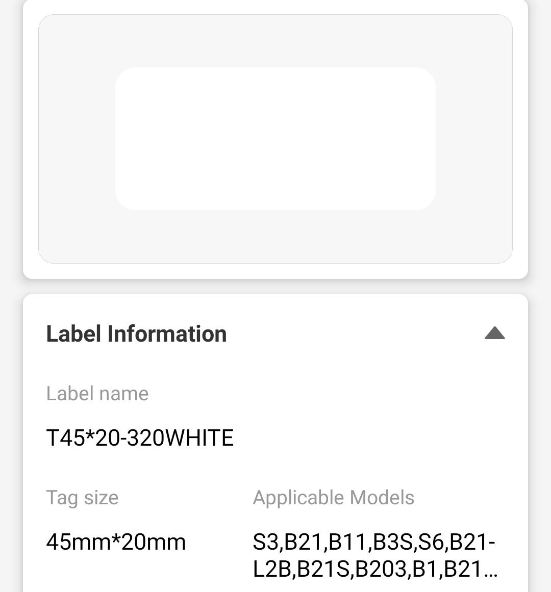 NB195 - NIIMBOT - B1 / B21 / B3S / B4 - 45X20MM - 320 WHITE LABELS