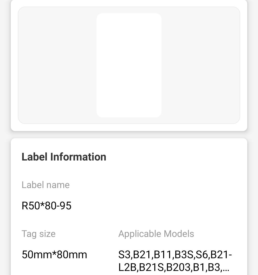 NB202 - NIIMBOT - B1 / B21 / B3S / B4 - 50X80MM - 95 WHITE LABELS