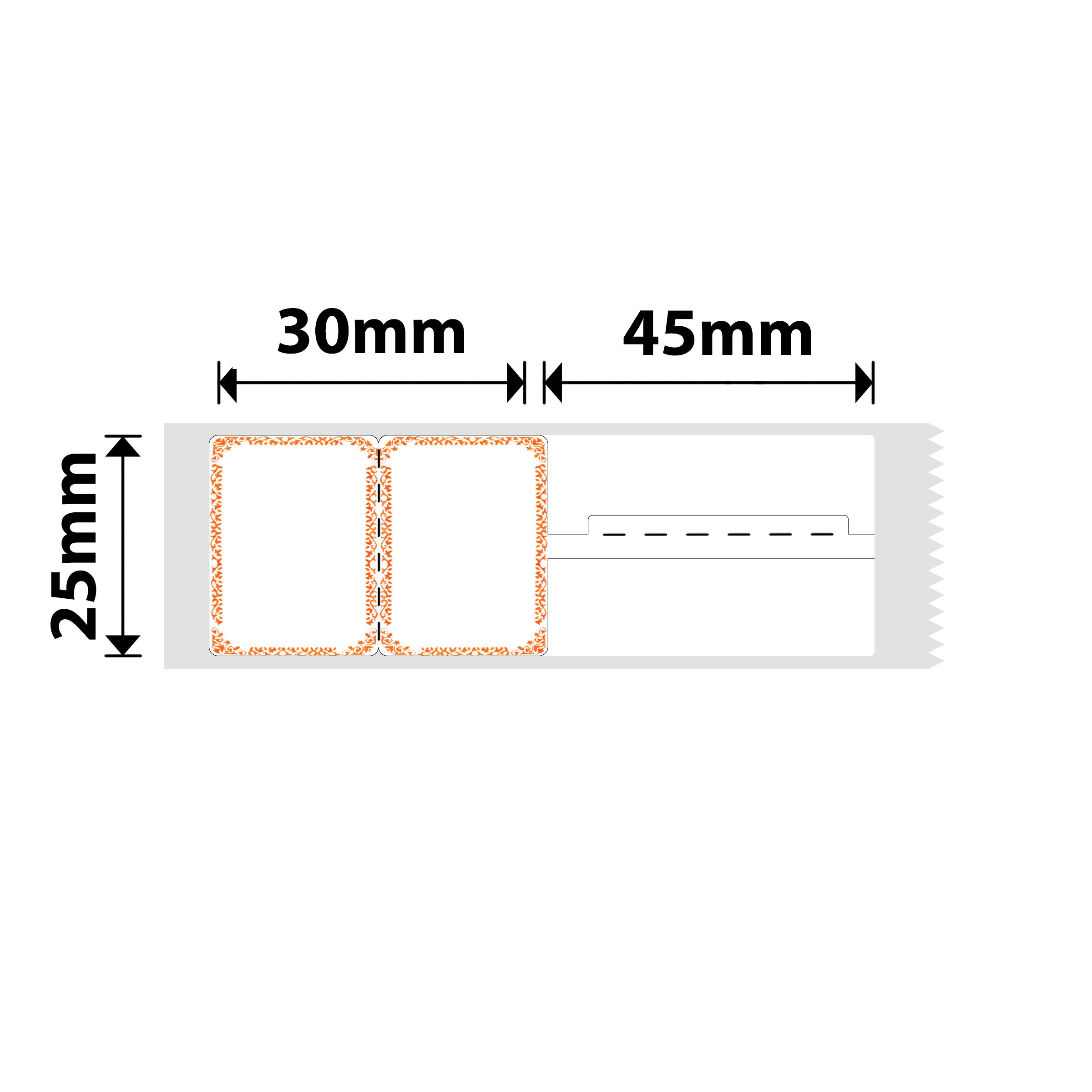 NB207 - NIIMBOT - B1 / B21 / B3S / B4 - 25X75MM - 100 ORANGE BORDER JEWELLERY LABELS