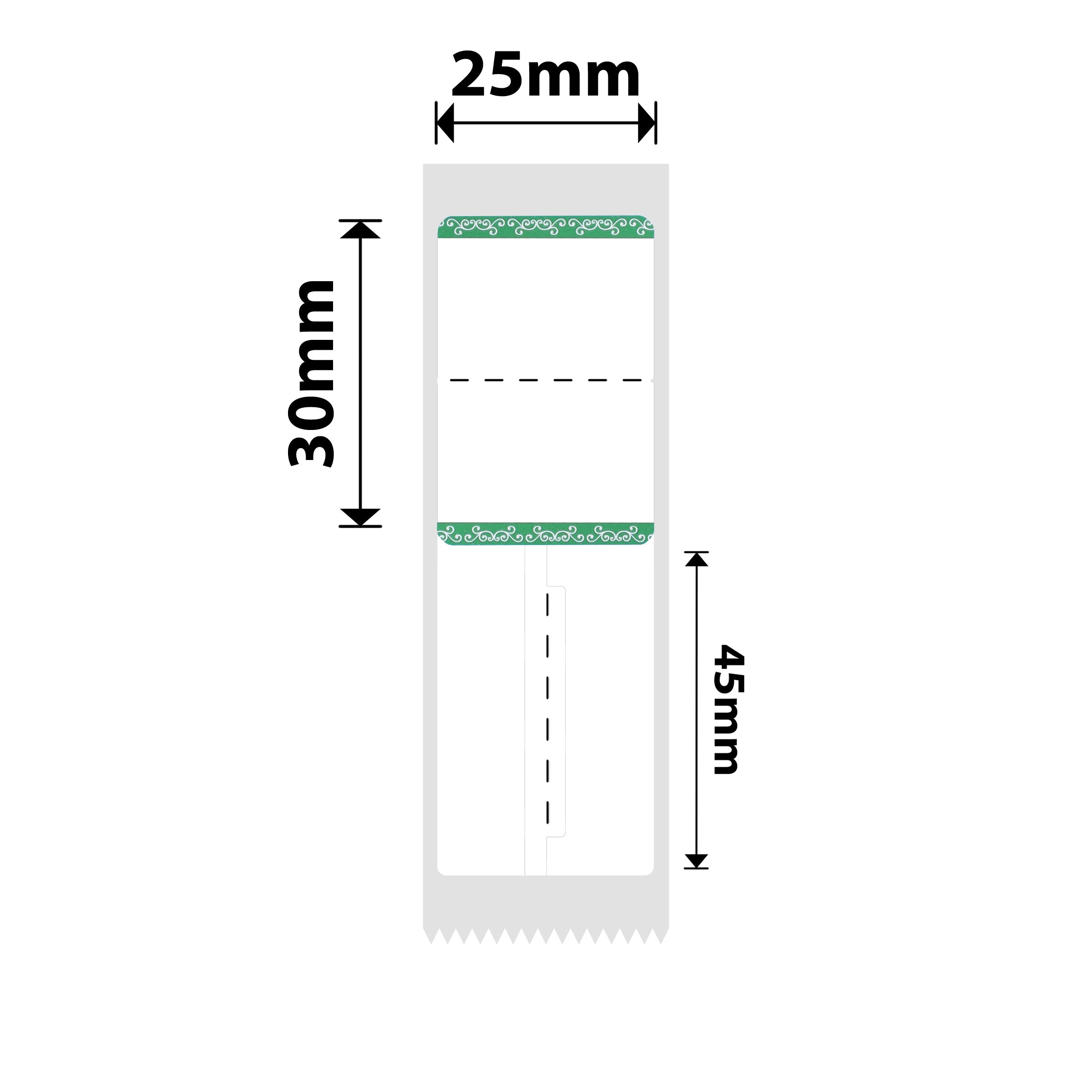 NB208 - NIIMBOT - B1 / B21 / B3S / B4 - 25X75MM - 100 GREEN BORDER RING JEWELLERY LABELS