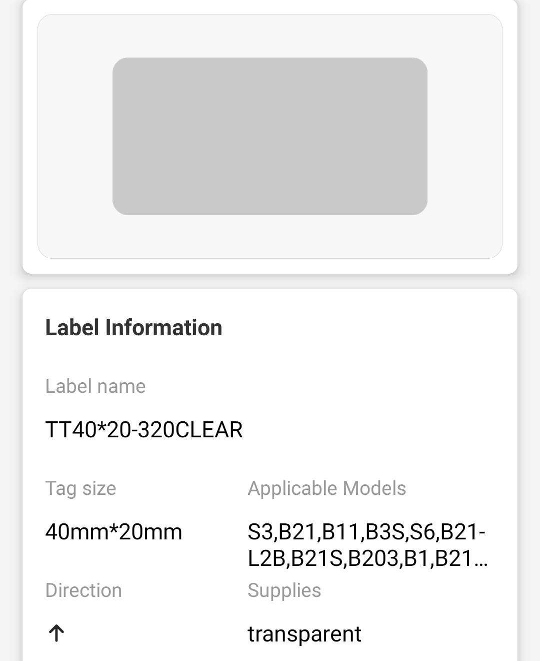 NB213 - NIIMBOT - B1 / B21 / B3S / B4 - 40X20MM - 320 TRANSPARENT LABELS