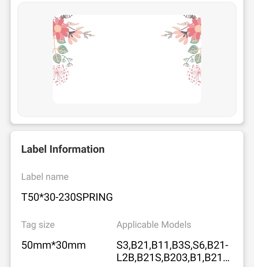 NB220 - NIIMBOT - B1 / B21 / B3S / B4 - 50X30MM - 230 SPRING LABELS