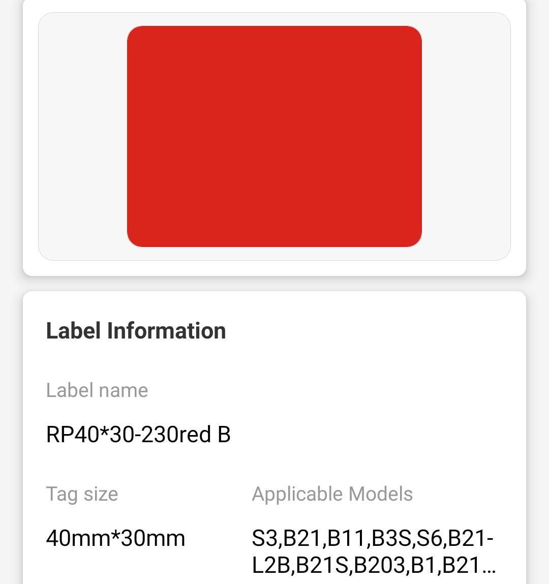 NB221 - NIIMBOT - B1 / B21 / B3S / B4 - 40X30MM - 230 RED LABELS