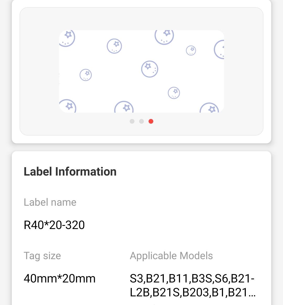 NB229 - NIIMBOT - B1 / B21 / B3S / B4 - 40X20MM - 320 FRUIT PATTERN LABELS