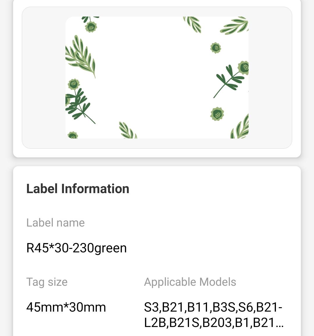 NB232 - NIIMBOT - B1 / B21 / B3S / B4 - 45X30MM - 230 PLANT LABELS