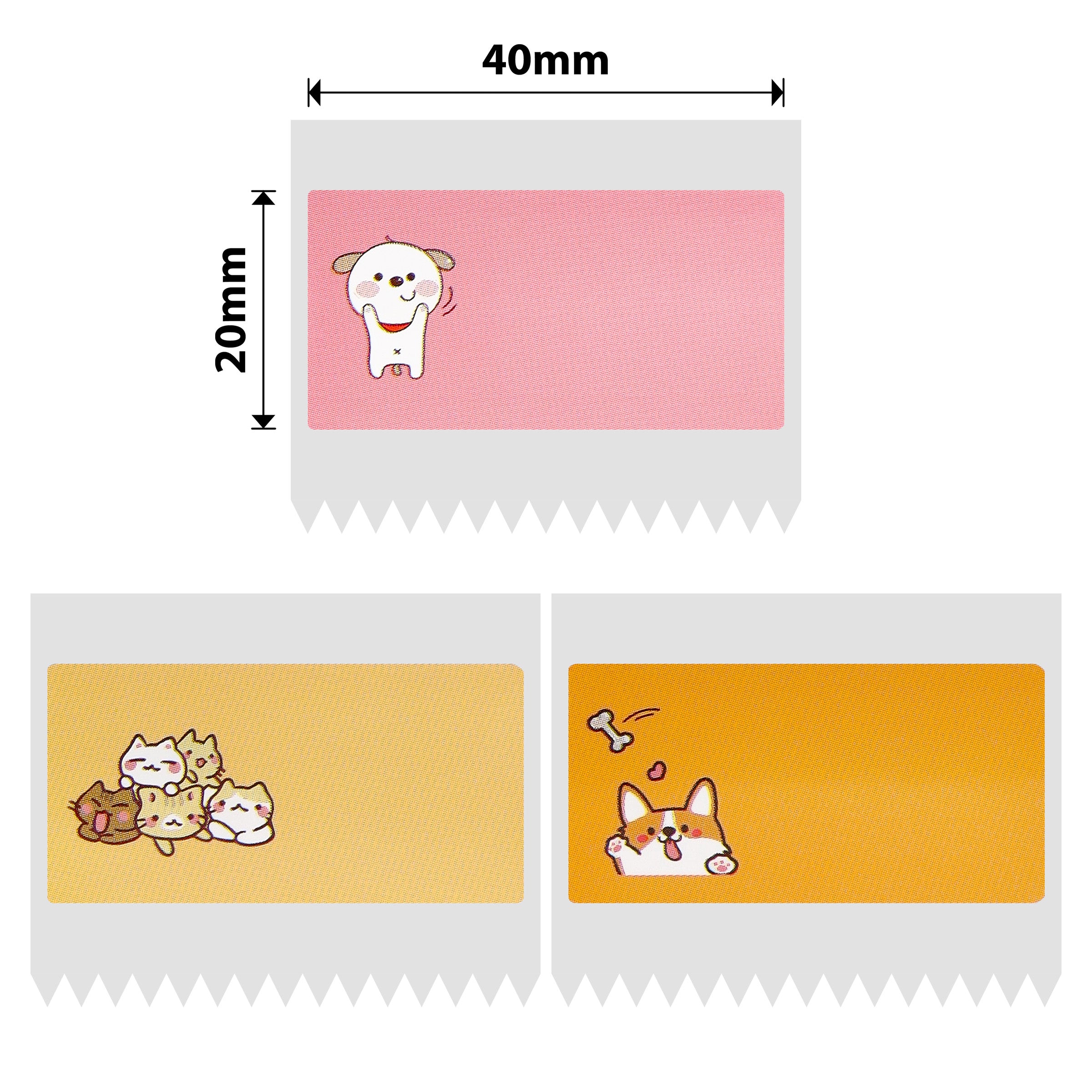 NB243 - NIIMBOT - B1 / B21 / B3S / B4 - 40X20MM - 320 PINK & ORANGE, CAT & DOG LABELS