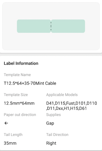 NB270 - NIIMBOT - D11 / D101 / D110 / H1S - 12.5X99MM - 70 MINT CABLE LABELS