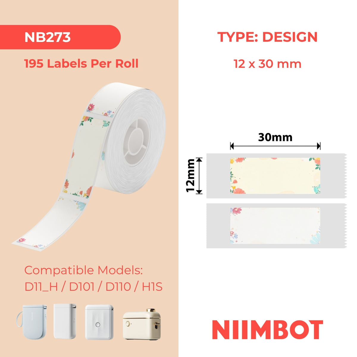 NIIMBOT - D Range - 12x30mm - Sunny Flower - 195 Labels