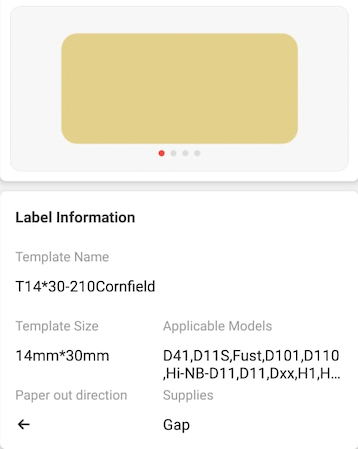 NB281 - NIIMBOT - D11 / D101 / D110 / H1S - 14X30MM - 210 CORNFIELD 4 COLOURS LABELS
