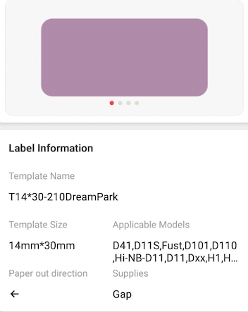 NB282 - NIIMBOT - D11 / D101 / D110 / H1S - 14X30MM - 210 DREAM PARK 4 COLOURS LABELS