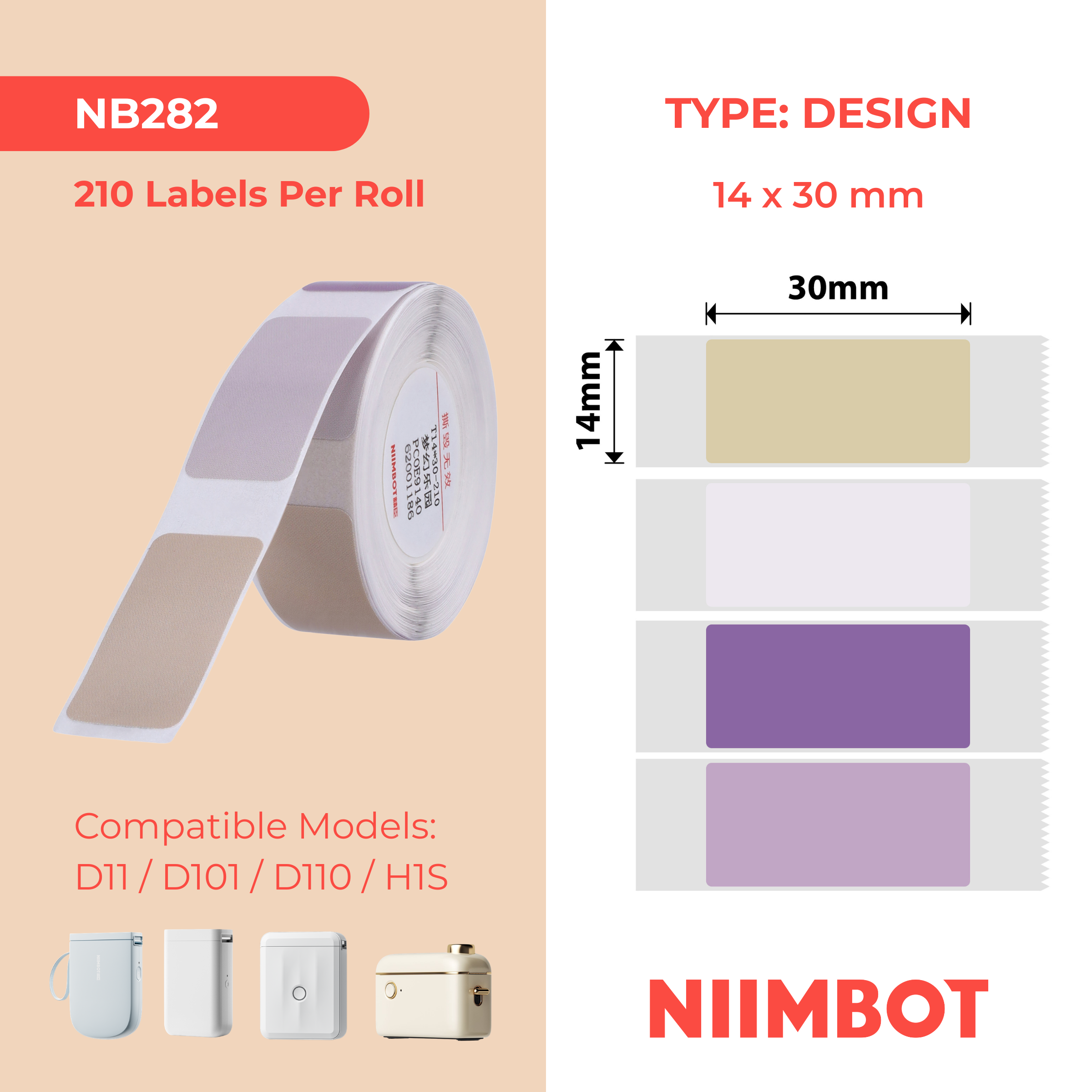 NB282 - NIIMBOT - D11 / D101 / D110 / H1S - 14X30MM - 195 DREAM PARK MIXED COLOURS LABELS