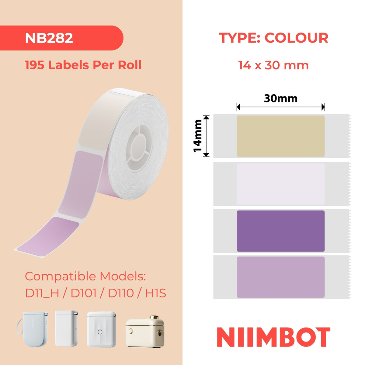 NIIMBOT-Gamme D-14x30mm-Dream Park Couleurs Assorties-195 Étiquettes