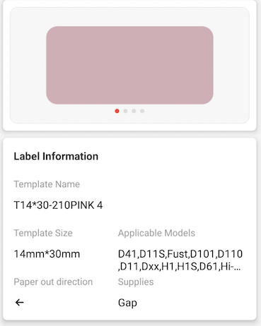 NB283 - NIIMBOT - D11 / D101 / D110 / H1S - 14X30MM - 210 PINK 4 COLOURS LABELS