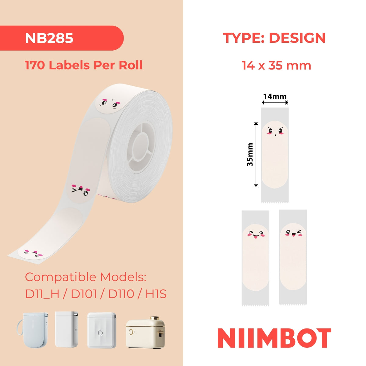 NIIMBOT-Gamme D-14 x 35 mm-Happy Finger-170 étiquettes