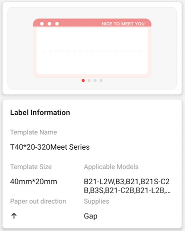 NB296 - NIIMBOT - D11 / D101 / D110 / H1S - 14X40MM - 155 NICE TO MEET YOU LABELS