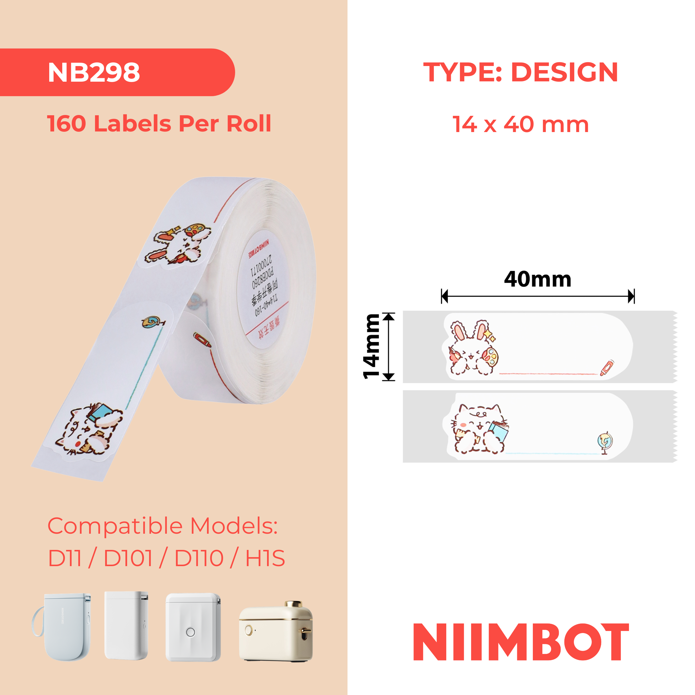 NB417 - NIIMBOT - B18 / N1 - 14X40MM - 150 STUDYING LABELS