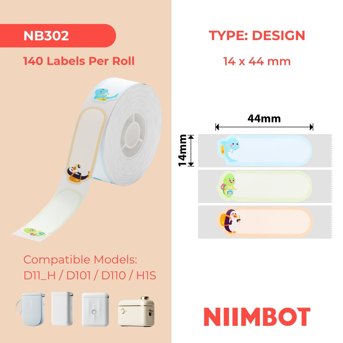 NIIMBOT - D Range - 14x44mm - Go School - 140 Labels