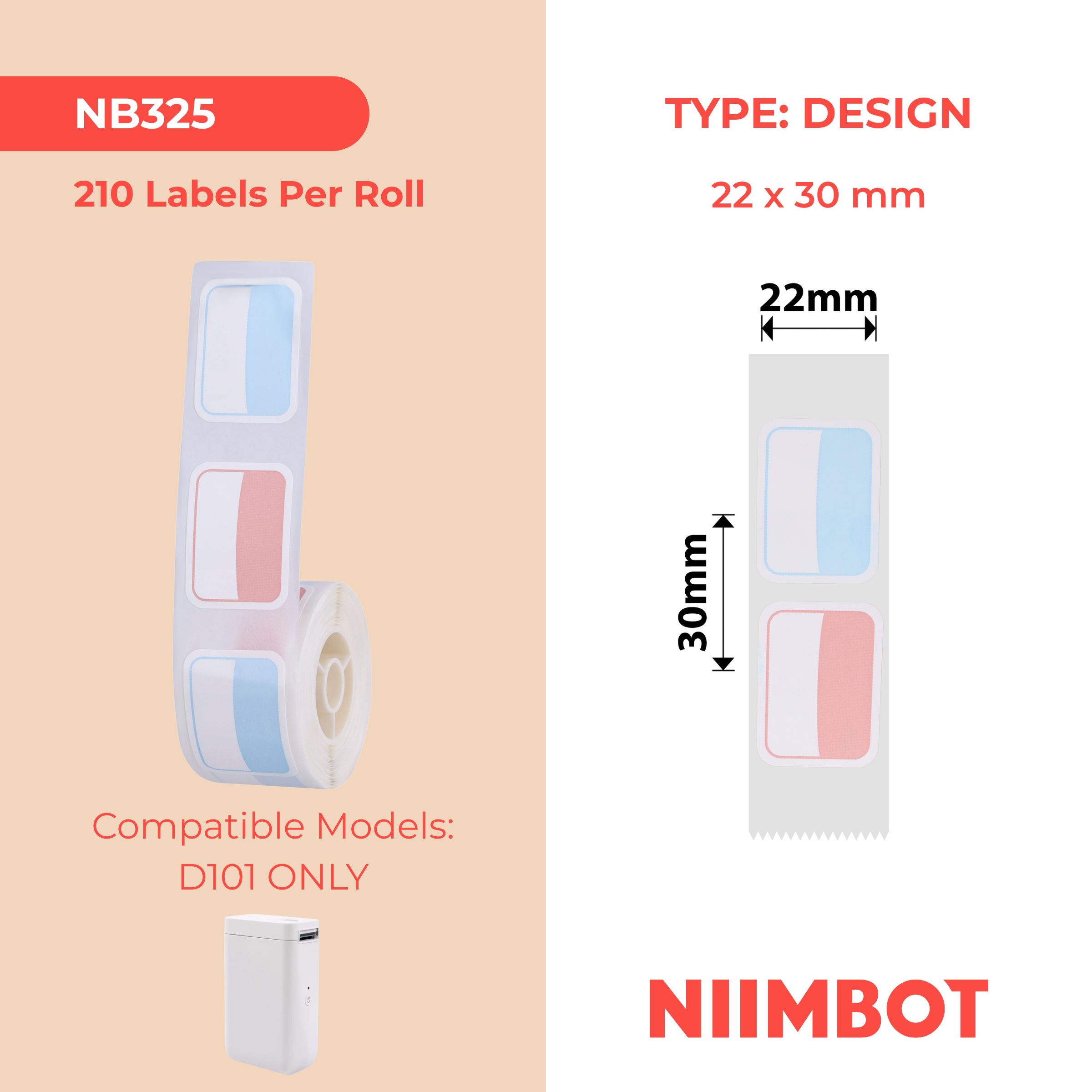NB325 - NIIMBOT - D101 ONLY - 22X30MM - 210 COOL SUMMER LABELS