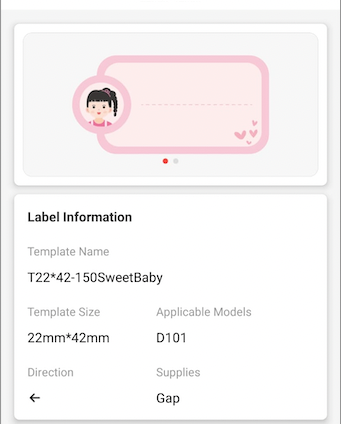 NB327 - NIIMBOT - D101 ONLY - 22X42MM- 150 SWEET BABY LABELS
