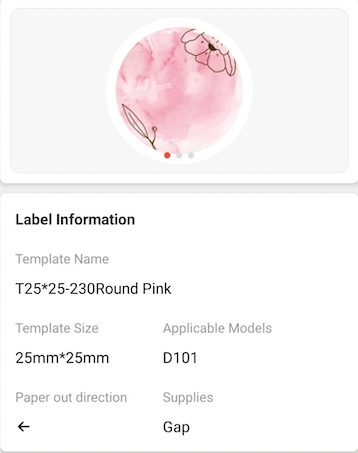 NB335 - NIIMBOT - D101 ONLY - 25X25MM - 225 FLOWER PINK ROUND LABELS