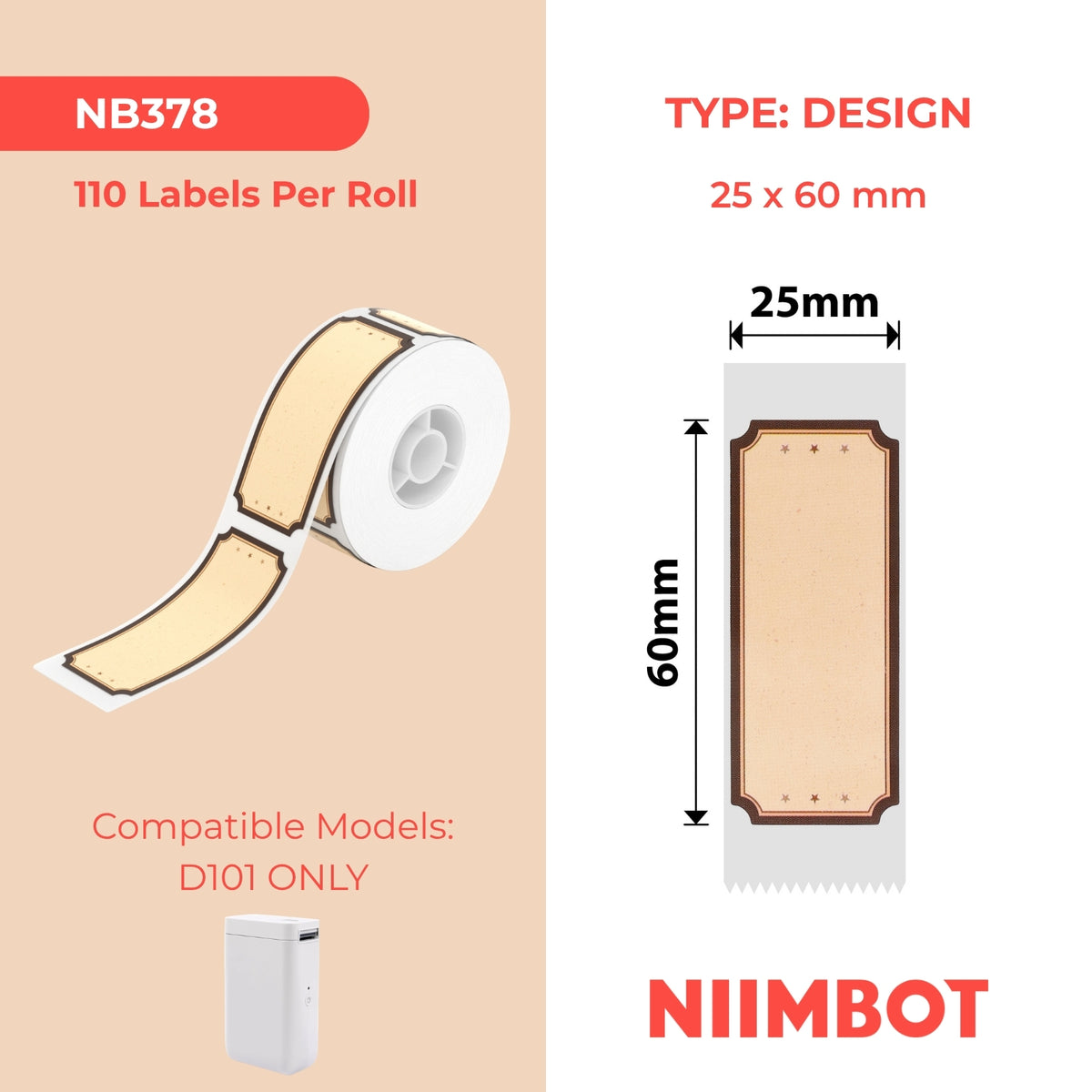 NIIMBOT - D101 Only - 25x60mm - Woodland Romance - 110 Labels