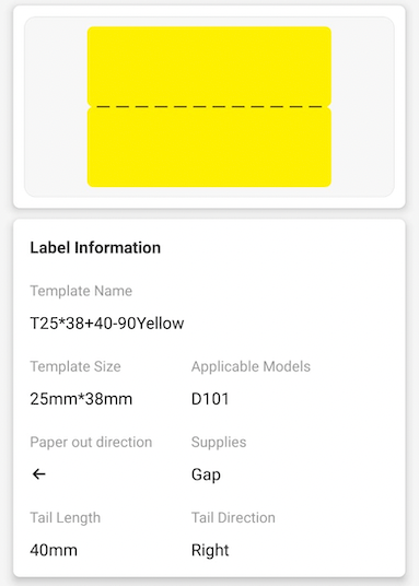 NB381 - NIIMBOT - D101 ONLY - 25X78MM - 85 YELLOW CABLE LABELS