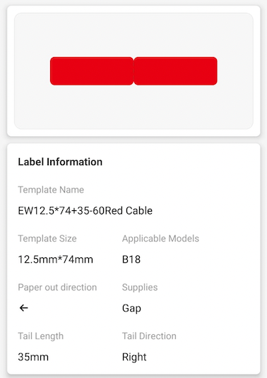 NB404 - NIIMBOT - B18 / N1 - 12.5X109MM - 60 RED CABLE LABELS